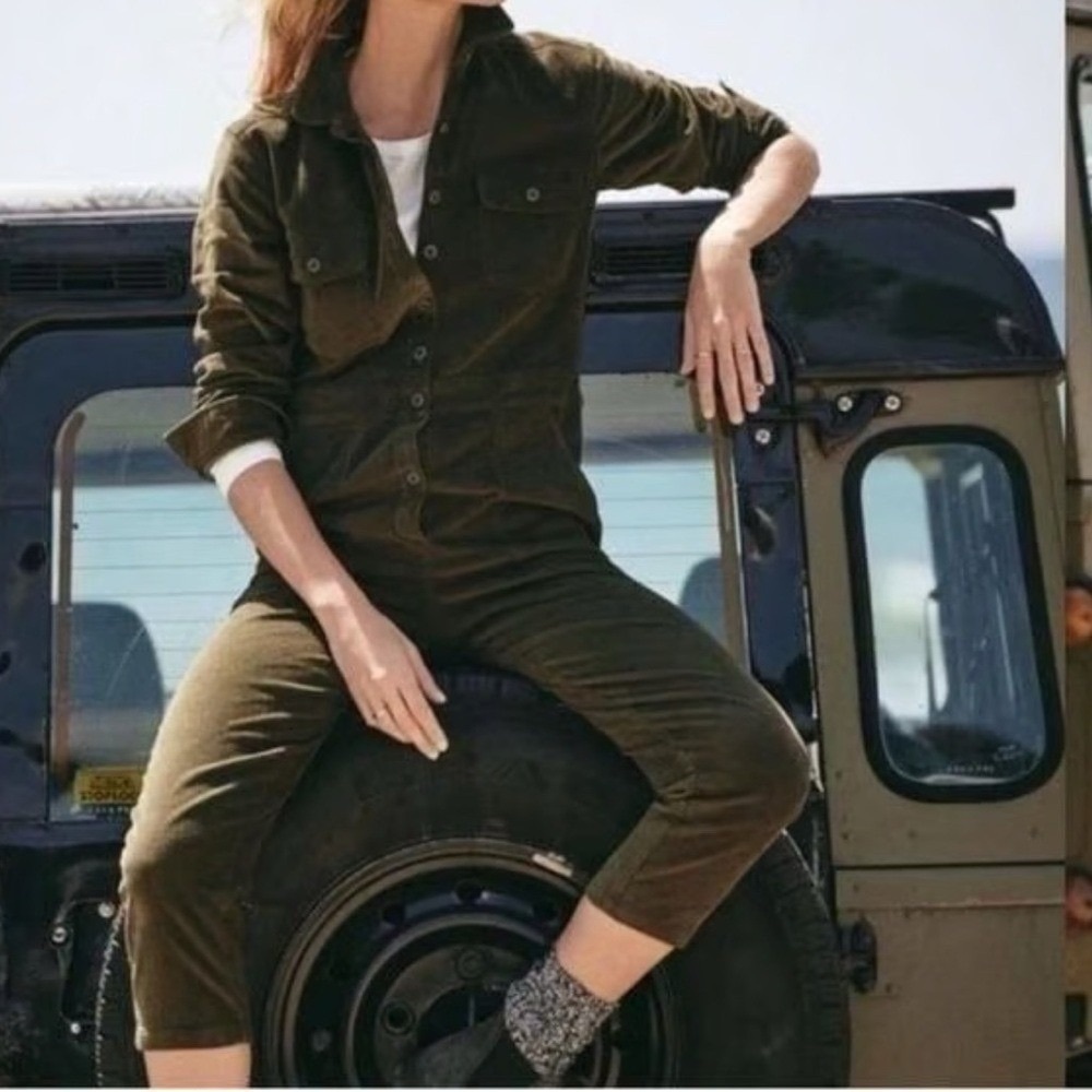 Outerknown Olive Green Corduroy Jumpsuit Romper NWT S Organic